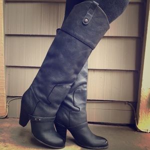 Black Leather Sam Edelman Knee High Boots